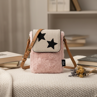 Sac à bandoulière/bandoulière en tissu peluche étoile à cinq branches grande capacité, style preppy mignon pour étudiants, vente en gros transfrontalière