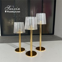 Hot Sale Hochzeit Mittelstücke 3 Stück Set Lampen schirme Kerzenhalter Gold Kerzenhalter