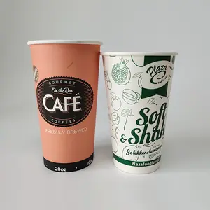 白い紙コップパーソナライズされたプラ紙コップ使い捨てコーヒー紙コップ卸売用。