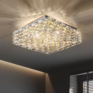 Plafonniers en cristal dorés modernes Nouveau style Lumière LED de luxe d'intérieur pour chambre Base en fer pour bureau à domicile - Product Image 3