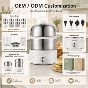Cuiseur à œufs électrique double couche, cuiseur vapeur automatique <span class=keywords><strong>pour</strong></span> aliments, <span class=keywords><strong>appareil</strong></span> de petit-déjeuner domestique en acier inoxydable 304 - Product Image 3