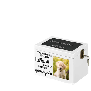 Houten urn voor huisdieren, modern, ecologisch, met fotolijst & gravure, voor de as van een gecremeerde hond, als herinneringsstuk - Product Image 5
