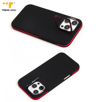 Étui de téléphone portable en fibre de carbone TPU pour iPhone 16 15 14 Plus 13 12 Pro Max avec support de protection d'objectif de caméra