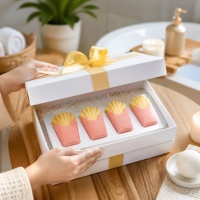 Bombe de bain effervescente en forme de frites amusantes, boule de bain au lait, nouveauté mignonne et relaxante pour spa, coffret cadeau de 6 pièces, personnalisable OEM ODM 100g