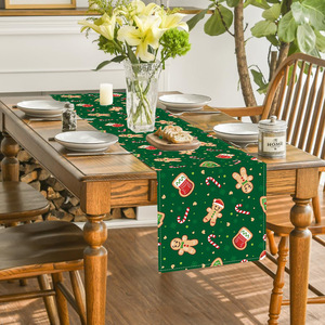 Chemin de table rectangulaire de Noël YUELIAN imprimé numériquement avec des bonhommes en pain d'épices pour la maison, fête de Noël, décoration de table festive - Product Image 3