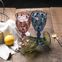 Fabricant de gobelets en verre personnalisés de 240 ml et 300 ml, design européen moderne, rouge, rose, gris, bleu, pour la décoration de mariage et de fête
