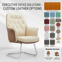 Fauteuil de bureau exécutif ergonomique en cuir de luxe moderne avec base chromée pour salle de réunion et conférence