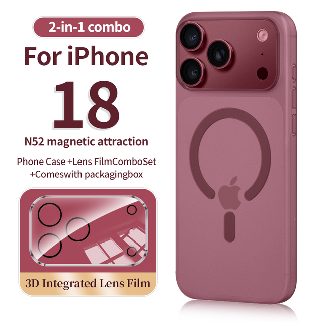 Magnetic 2-in-1 PP Case Set for iPhone 18 17 16 Pro Max with Lens Protector Strong Magnetic Charging Ultra Thin New Colors Cover