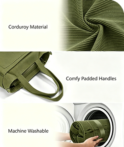 Sac fourre-tout personnalisé en velours côtelé pour ordinateur portable, idéal pour les enseignants, sac à main quotidien léger pour infirmières, sac de transport pour l'école et les voyages - Product Image 4