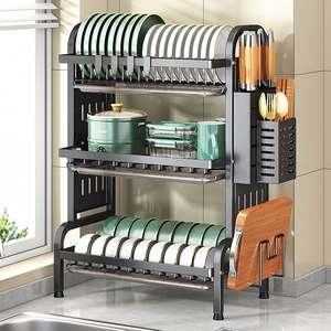 Multifunctional Metal <b>Kitchen</b> <b>Storage</b> Rack Household Bowl Plate Chopsticks <b>Storage</b> Box Wall Drain Bowl Rack Dish Bowl Cabinet - Product Image 1