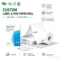 Papel Térmico A4 Plegado para Impresora Térmica Directa, para Uso en Oficina, Hogar y Estudiantes, para Imprimir Documentos y Contratos