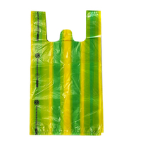 Sac T-shirt WANDA – Prix Bas, Haute Qualité, Grande Capacité, 4 Couleurs (Jaune, Bleu, Vert, Rose) Rayé, Plastique Recyclable, Thermoscellable