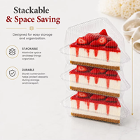 Boîte à gâteau triangulaire de qualité alimentaire, boîte à mousse en plastique PET transparente, conteneur jetable pour cheesecake, pour pâtisserie, dessert à emporter