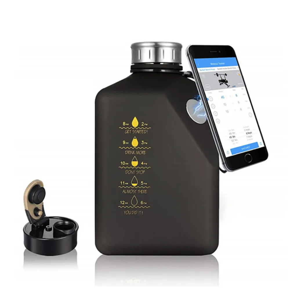 사용자 정의 로고 인쇄 BPA 무료 2.7L 스포츠 병 자석 자석 휴대 전화 홀더가있는 사각 음료 주전자 물병