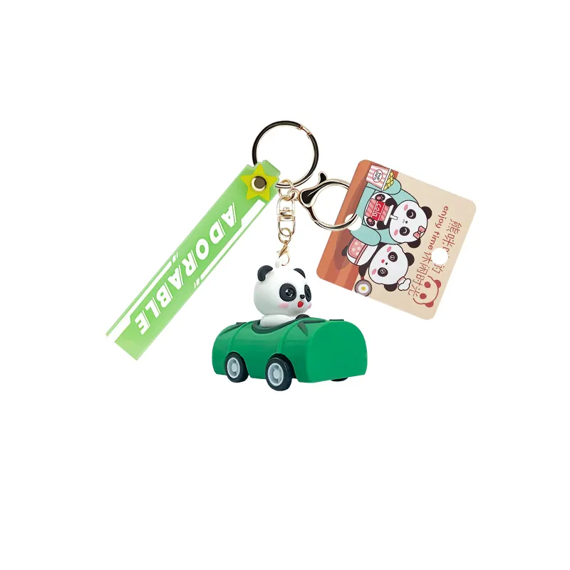 Gantungan kunci mobil tarik asli gantungan kunci mobil desainer kartun anak-anak plastik kartun Pvc 3d
