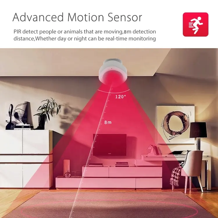 RSH Tuya Smart Home sistema di allarme sensore di movimento wi-fi per la sicurezza domestica USB PIR sensore di movimento