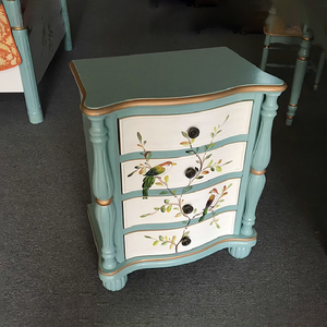 Commode <span class=keywords><strong>à</strong></span> 4 tiroirs Unité de rangement Shabby Chic Paniers <span class=keywords><strong>en</strong></span> <span class=keywords><strong>osier</strong></span> Chêne foncé/Armoire <span class=keywords><strong>en</strong></span> bois de pin recyclé - Product Image 3