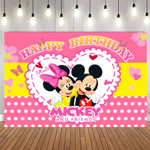 Minnie & Mickey Mouses afiş zemin arka plan posterler çocuklar için parti mutlu doğum günü arka plan süslemeleri - Product Image 4