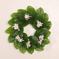 Home Hanging Wreath Garland Dekoration Frühlings grün Künstliche Blume Magnolie Kirschblüte Dekoration Tür Hängender Kranz
