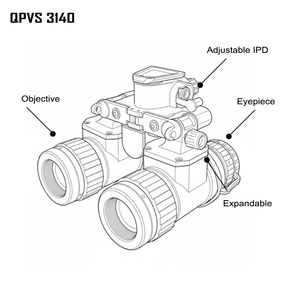Visore Notturno Binoculare QPVS31 con Tubo IIT Autogate FOM1400+ GEN2+, Portata di Misurazione 1500M, Impermeabile IP67 per Caccia e Pattugliamento - Product Image 1