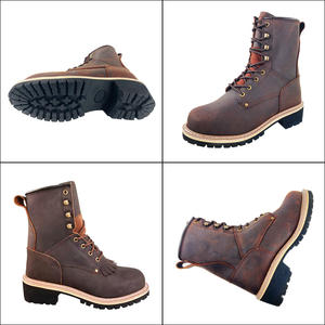 עור חום שנה טובה מגפיים קלאסי לוגר נעליים בטיחות כרייה 9 אינץ 'עור גומי outsole מטפסים בטיחות - Product Image 4