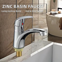 Robinet de lavabo moderne en zinc chromé à trou unique pour salle de bain, robinet mural simple pour eau froide, robinet de cuisine