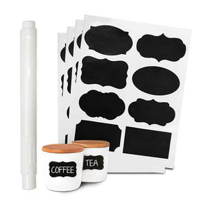 Étiquettes adhésives réutilisables pour tableau noir en vrac avec marqueur à craie blanche pour bocaux et bouteilles en verre - Product Image 1