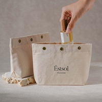Sac en toile à fond carré avec logo personnalisé Estsol, pochette de rangement de voyage 3D pour les soins quotidiens Kincare