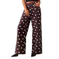 Celana Jeans Denim Wanita Motif Hati Elastis Model Kaki Lebar Gaya Kasual untuk Semua Musim Bahan Stretch Nyaman