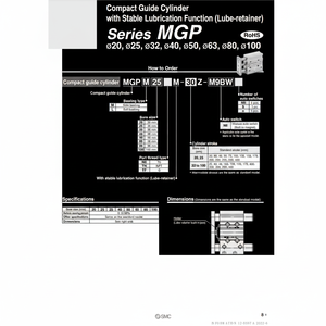 MGPM50M-75Z de vérin de guidage compact SMC Pneumatics - Product Image 1
