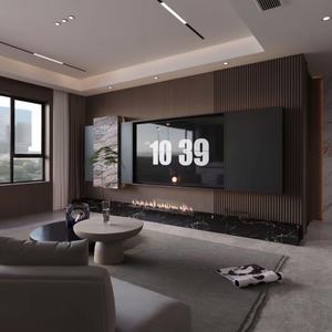 Mueble de TV de madera moderno, soporte de TV LED montado en la pared para el hogar, diseño de vidrio elegante para muebles de sala de estar - Product Image 1