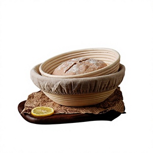 Natural Rattan Bread Proofing Basket Set Oval and Round <b>Baking</b> Basket <b>Kit</b> with Liner Dough Scraper Bread lame Whisk - Product Image 1