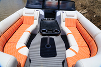 Bateau ponton en aluminium Kinlife certifié CE de 22 pieds, yacht de sport de luxe avec moteur et sièges de salon pour la pêche et les loisirs