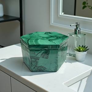 Boîte à bijoux de luxe antique, qualité supérieure, cadeau, amour, guérison, rangement, matériau en malachite naturelle polie, quartz, agate, pierre précieuse - Product Image 4