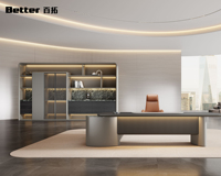 Bureaux de direction en bois de luxe de haute qualité, forme en L, uniques, pour PDG, grand patron, bureau de direction