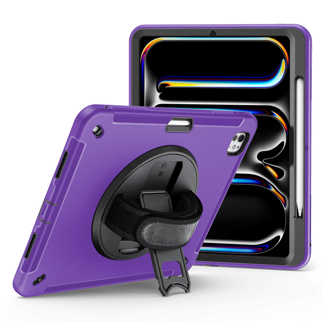 360 Rotatable Stand Stylus Pen Shockproof PC+TPU Hybrid Rugged Tablet Cover for Ipad Pro 13 Inch M4 2024 Case A2925 A2926 A3007