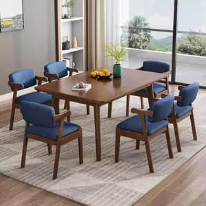 Modern Luxury New Style Home Dining Room Furniture Walnut Dinner Table Wood Dining Table Set