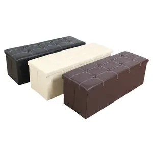 Double needle 110*38*38 faux leather storage ottoman and new ottoman bench storage