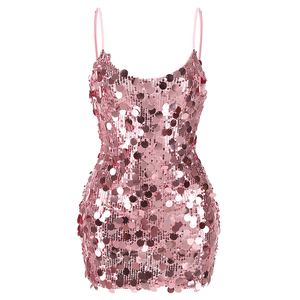 Metallic Circle <strong>Bodycon</strong> Party Clubbing <strong>Dresses</strong> for Night Out Female <strong>Sequin</strong> Mini <strong>Dress</strong> Pink - Product Image 4