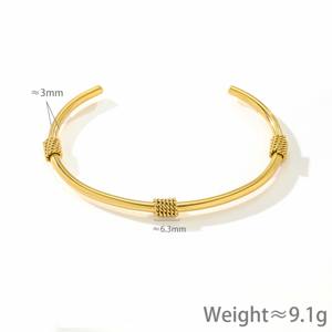 Woven Knot Open <b>Cuff</b> <b>Bracelet</b> - Color Block Textured Design, Elegant Versatile Casual Gathering Jewelry - Product Image 5