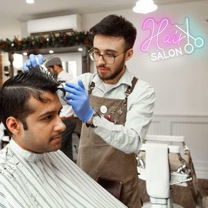 Enseigne néon LED en acrylique pour salon de coiffure, motif barbier, alimentée par USB, enseigne publicitaire pour salon de beauté et barbier - Product Image 6