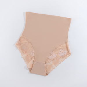 بيع بالجملة سراويل نسائية عالية الخصر موجز 4 ألوان الدانتيل الديكور مريحة تنفس البطن بسط اليومية مصبوغ عادي - Product Image 4