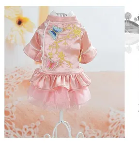 Dresspet quần áo vật nuôi Trung Quốc phong cách Hanfu mùa xuân và mùa hè mô hình công chúa thêu Váy chó nhỏ Chó phong cách retro
