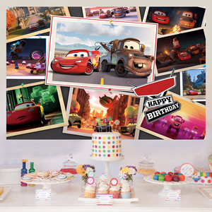 Personnage de dessin animé bannière toile de fond voiture de course thème toile de fond pour garçons décorations de fête d'<span class=keywords><strong>anniversaire</strong></span> <span class=keywords><strong>joyeux</strong></span> - Product Image 6