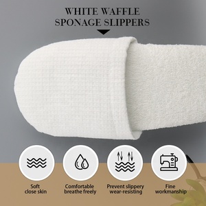 Prix usine personnalisé Logo brodé jetable doux blanc gaufre <span class=keywords><strong>éponge</strong></span> mariage hôtel hôpital <span class=keywords><strong>Spa</strong></span> événement pantoufles - Product Image 6