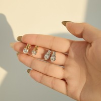 Boucles d'oreilles clous en forme de cœur d'ours en argent 925 plaqué or champagne rhodié avec zircone 5A, design adorable Dylam, bijoux fins et délicats pour femmes