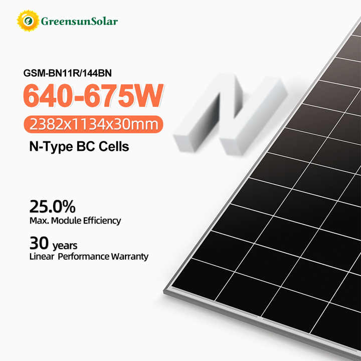 N Type BC Solar Panel 640W 650w 675W High Efficiency Module for Home ...
