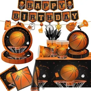 Fournitures de fête de basket-ball 142 pièces basket-ball sport thème fête d'anniversaire fournitures pour décorations d'anniversaire de basket-ball