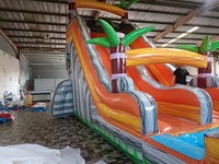 Structure gonflable commerciale combinée toboggan aquatique et château rebondissant pour location événementielle extérieure