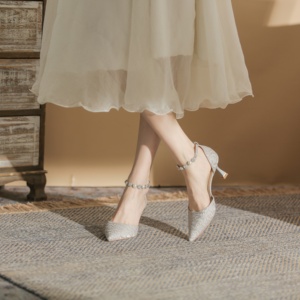 Zapatos de Tacón Alto Retro para Mujer, con Punta Puntiaguda, Tacón Medio, Antideslizantes, Cómodos, Sexys, con Tacón de Aguja Cuadrado - Product Image 1